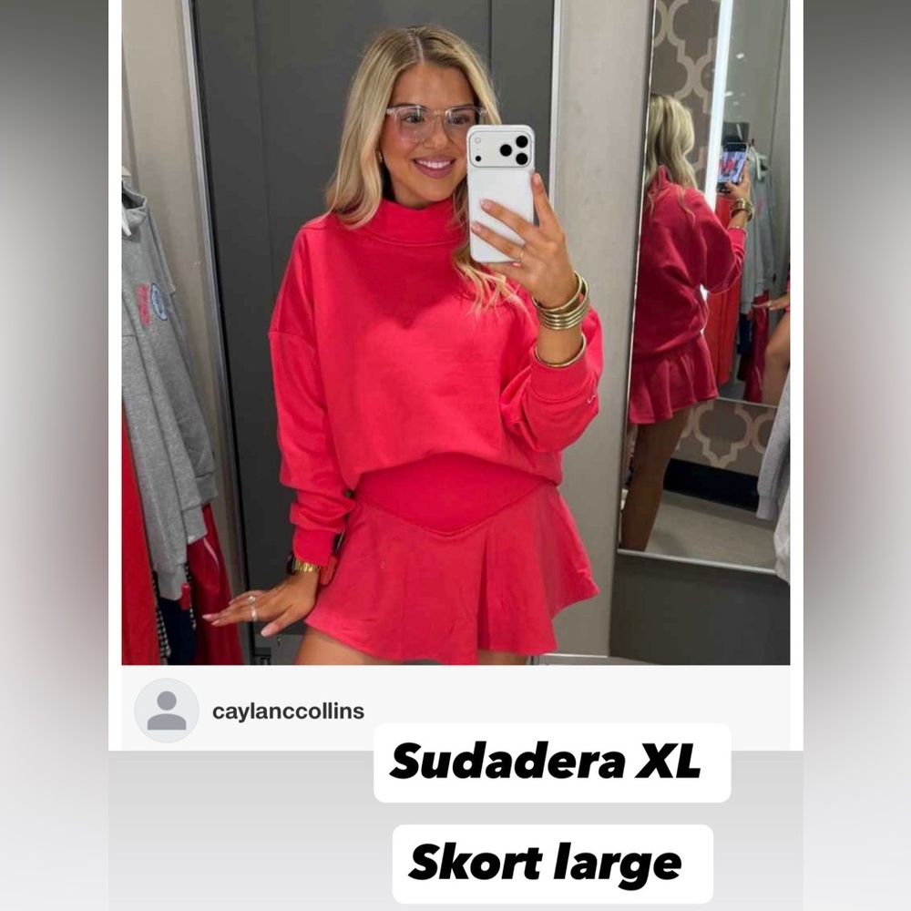 Women's Pink Flared Skirt - Stylish Casual Look and sweatshirt